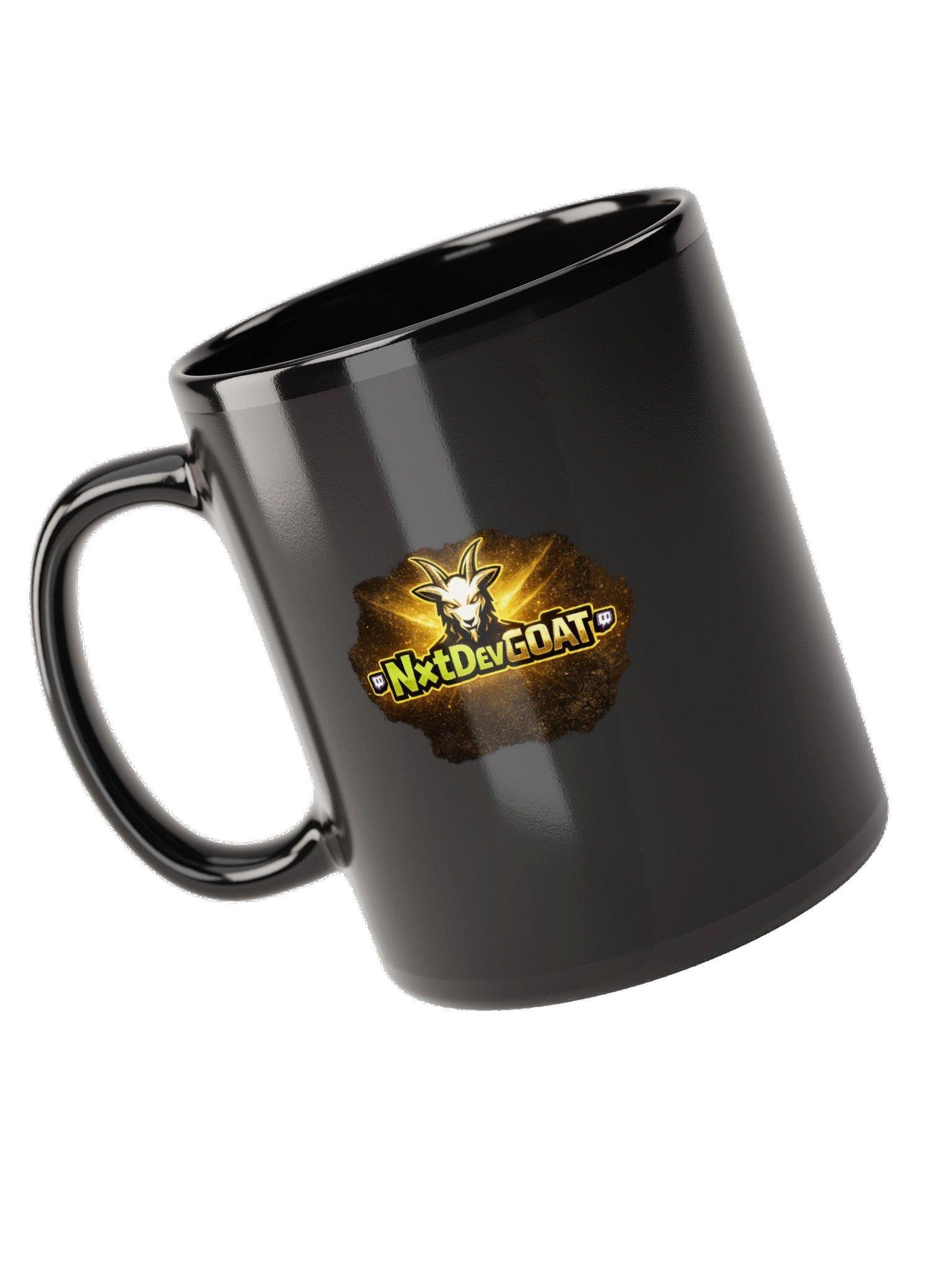 NxtDevGOAT Gold Logo Black Mug product image (5)