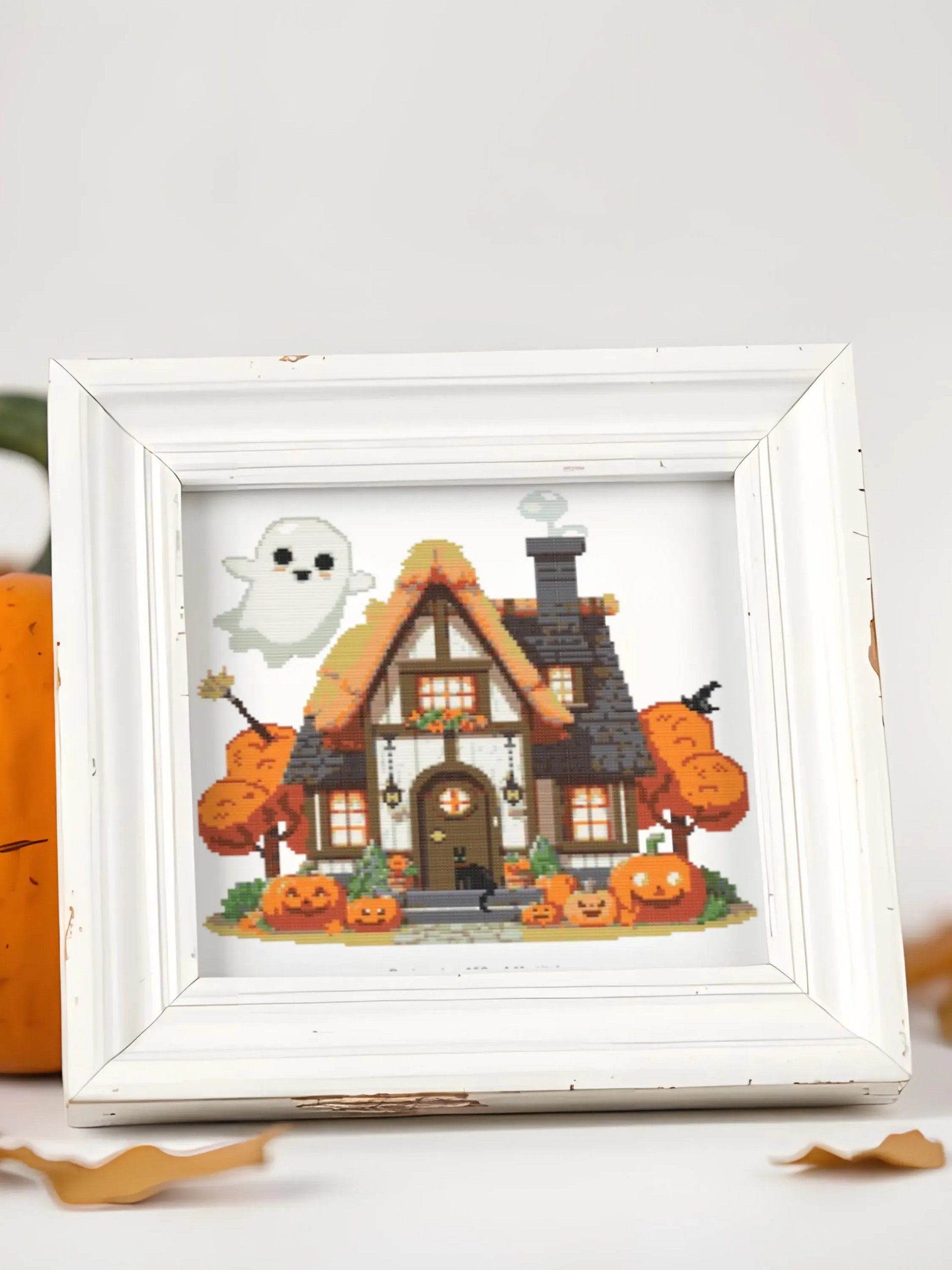 Halloween Cottage Cross Stitch Pattern product image (6)