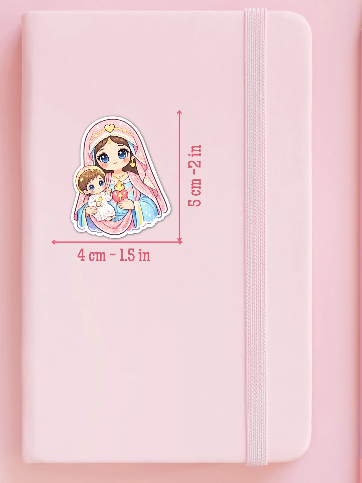 Kawaii Chibi Mary and Baby Jesus Vinyl Sticker product image (2)
