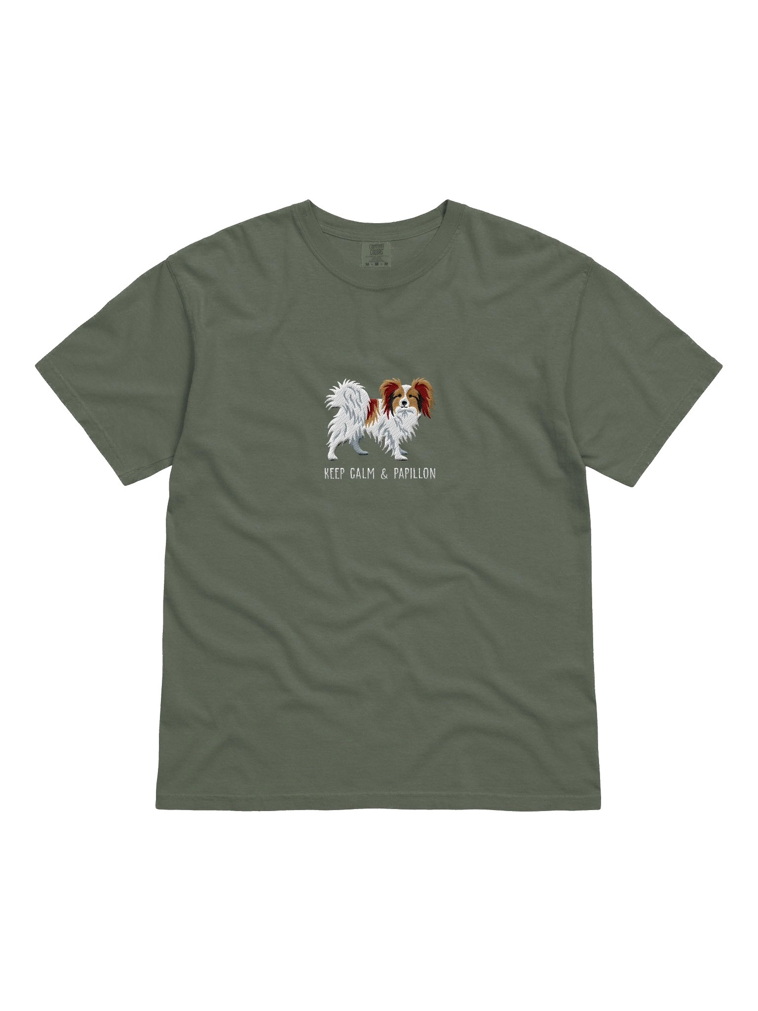 Keep Calm & Papillon T-Shirt(Embroidered) of a Papillon(Sable & White) product image (4)