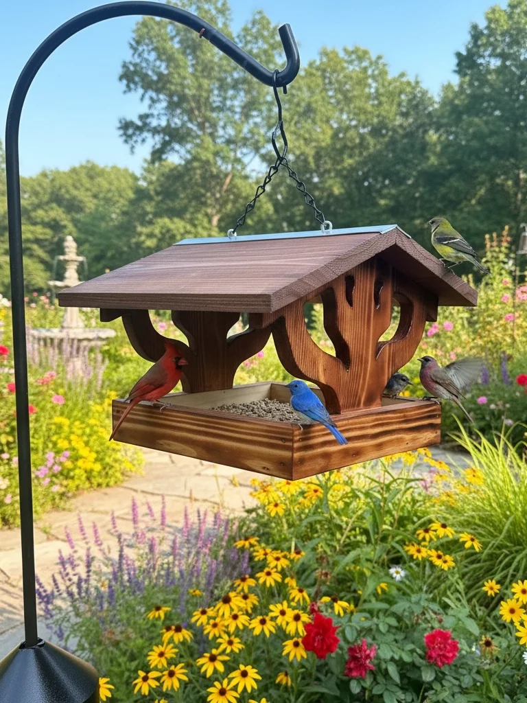 Handcrafted Covered Bird Feeder with Tree Cutout product image (1)