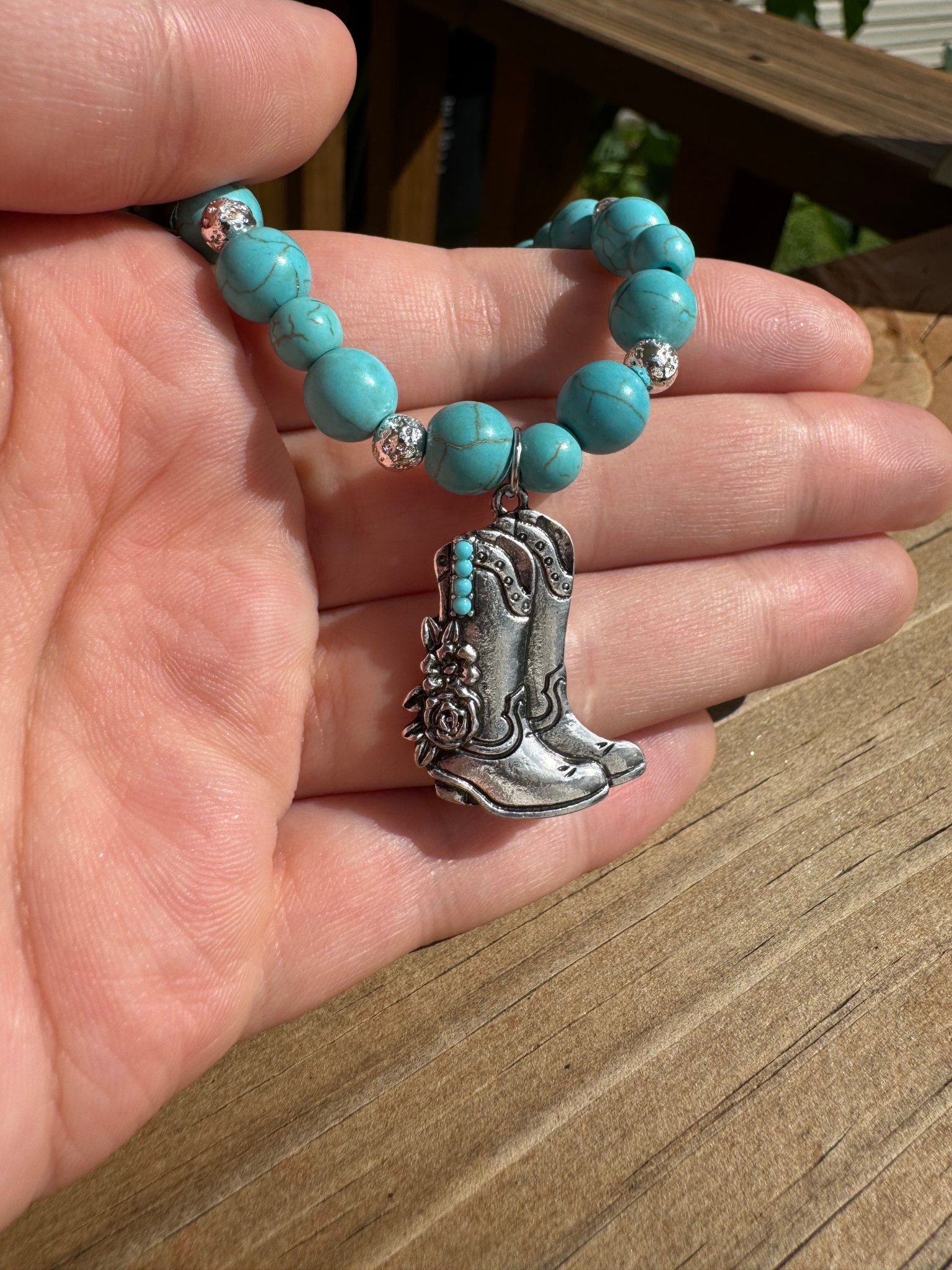 Turquoise Boots and Flowers Necklace product image (2)