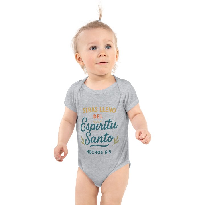 Christian Baby Bodysuit – “Serás Lleno del Espíritu Santo” – Spanish Acts 6:5 product image (1)