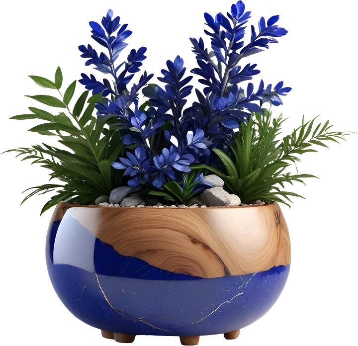 Wood & Lapis Elegance – Vase PNG for scene creator product image (1)