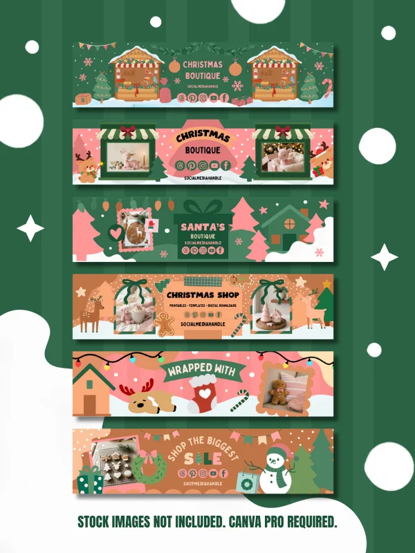Cute Coquette Christmas Etsy Banners Templates (Canva) product image (3)
