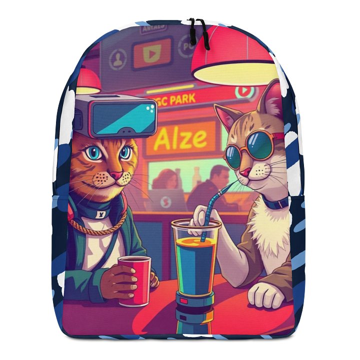 Minimalist Backpack-Tech vs. Chill: The Futuristic Cat Showdown product image (1)