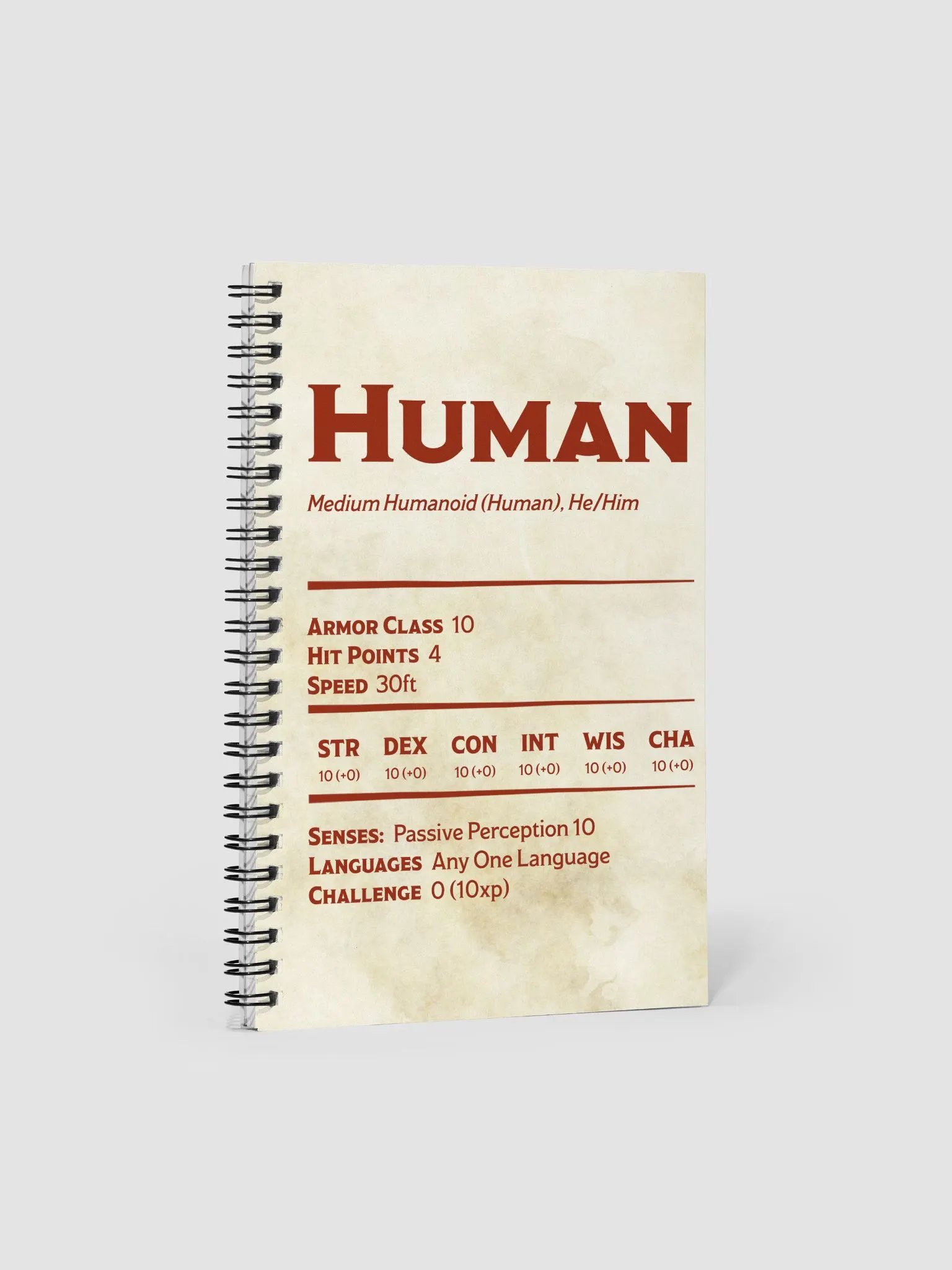 Human Statblock Notebook - He/Him product image (1)