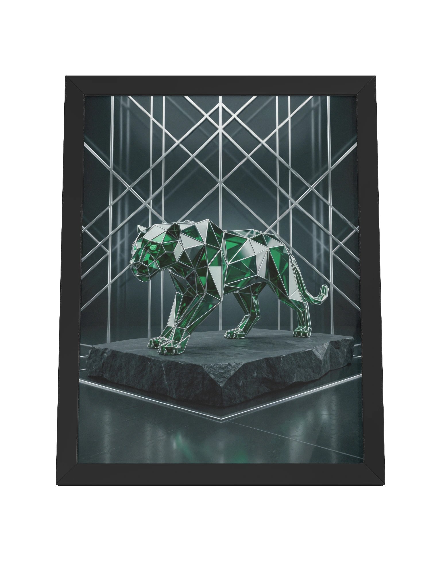 Emerald Geometric Panther Canvas - Neo-Deco Luxury Wall Art product image (4)