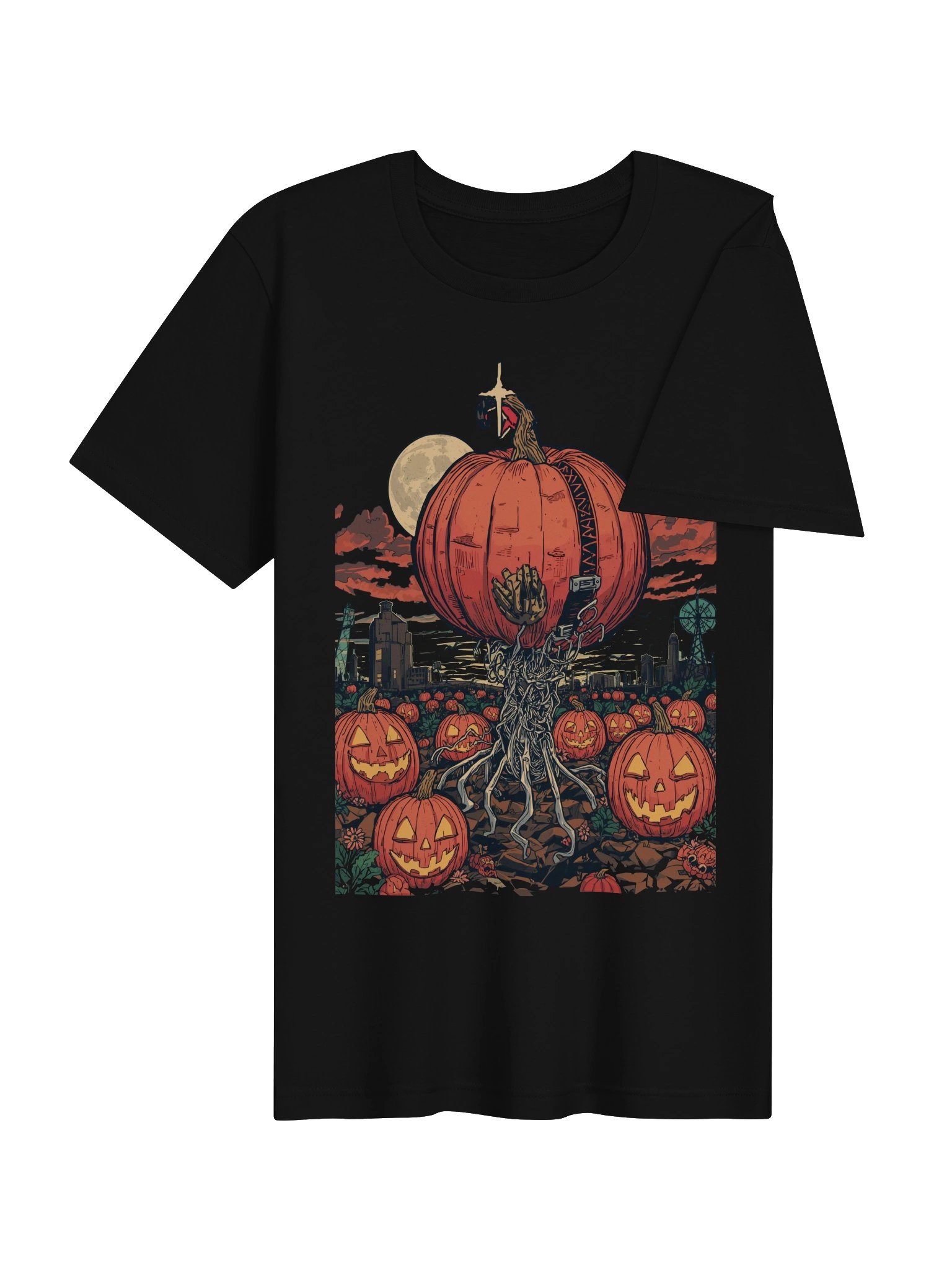 Moonlit Pumpkin City Halloween Lightweight T-Shirt product image (7)