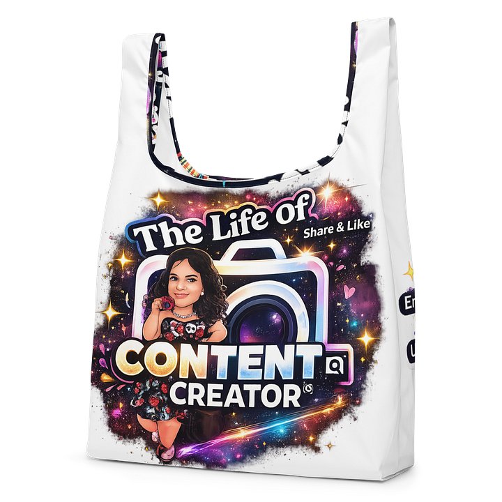 The Life of CONTENT CREATOR — Neon All-Over Print Shopping Bag product image (2)