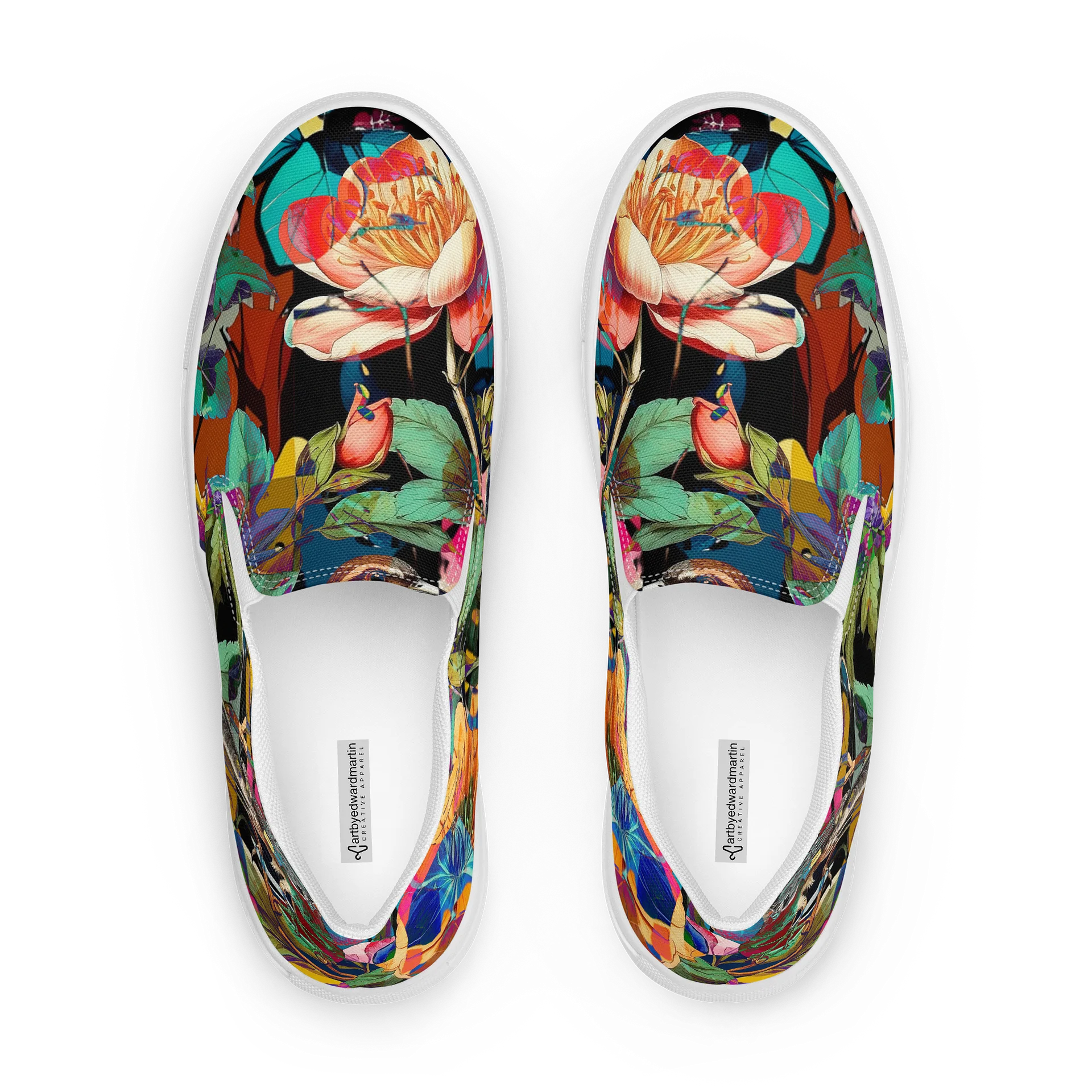 Vibrant Bird & Floral Slip-On Canvas Shoes product image (1)