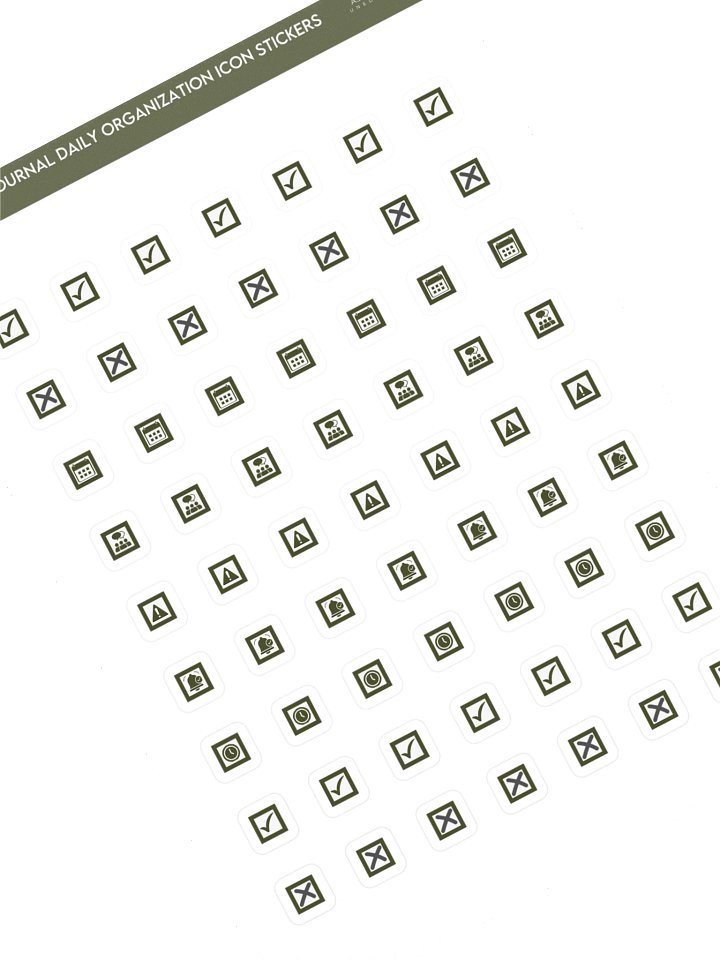 Daily Icons Journal Stickers A5 — Physical Sticker Sheet - Olive product image (1)