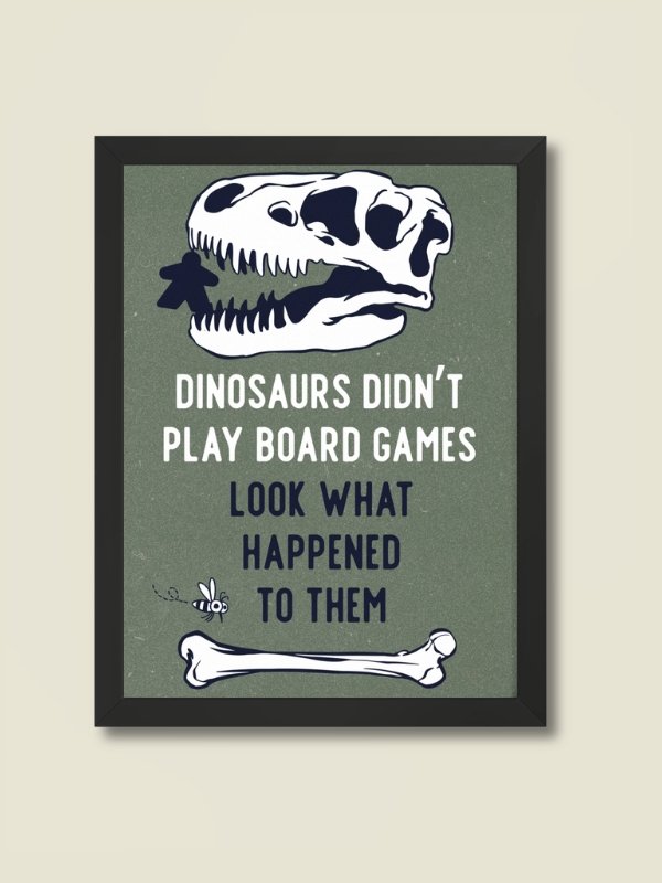 Funny Extinct Dinosaur Board Game Room Poster - FRAMED product image (1)