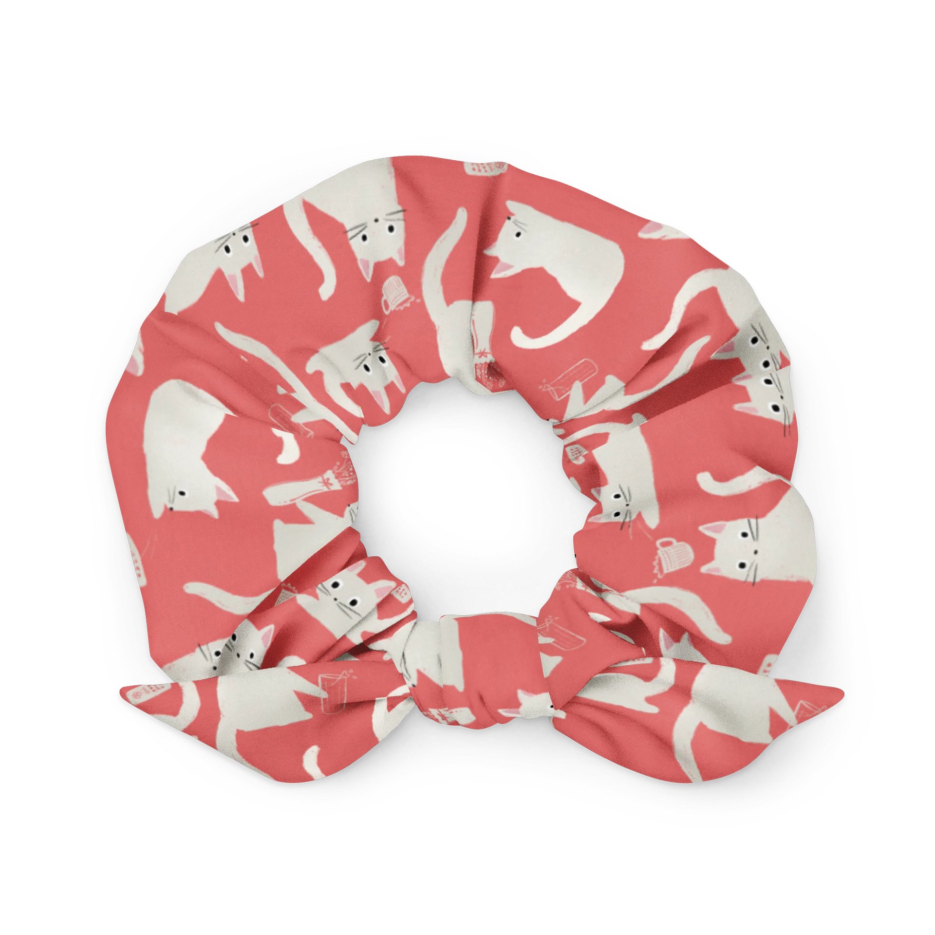 Bad Cats Knocking Stuff Over Patterned Scrunchie, Pink product image (1)