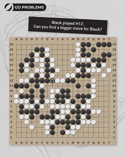 Real game problem: Black played H12. Can you find a bigger move for Black?

Share your best variations in the comments. 👇
We’...