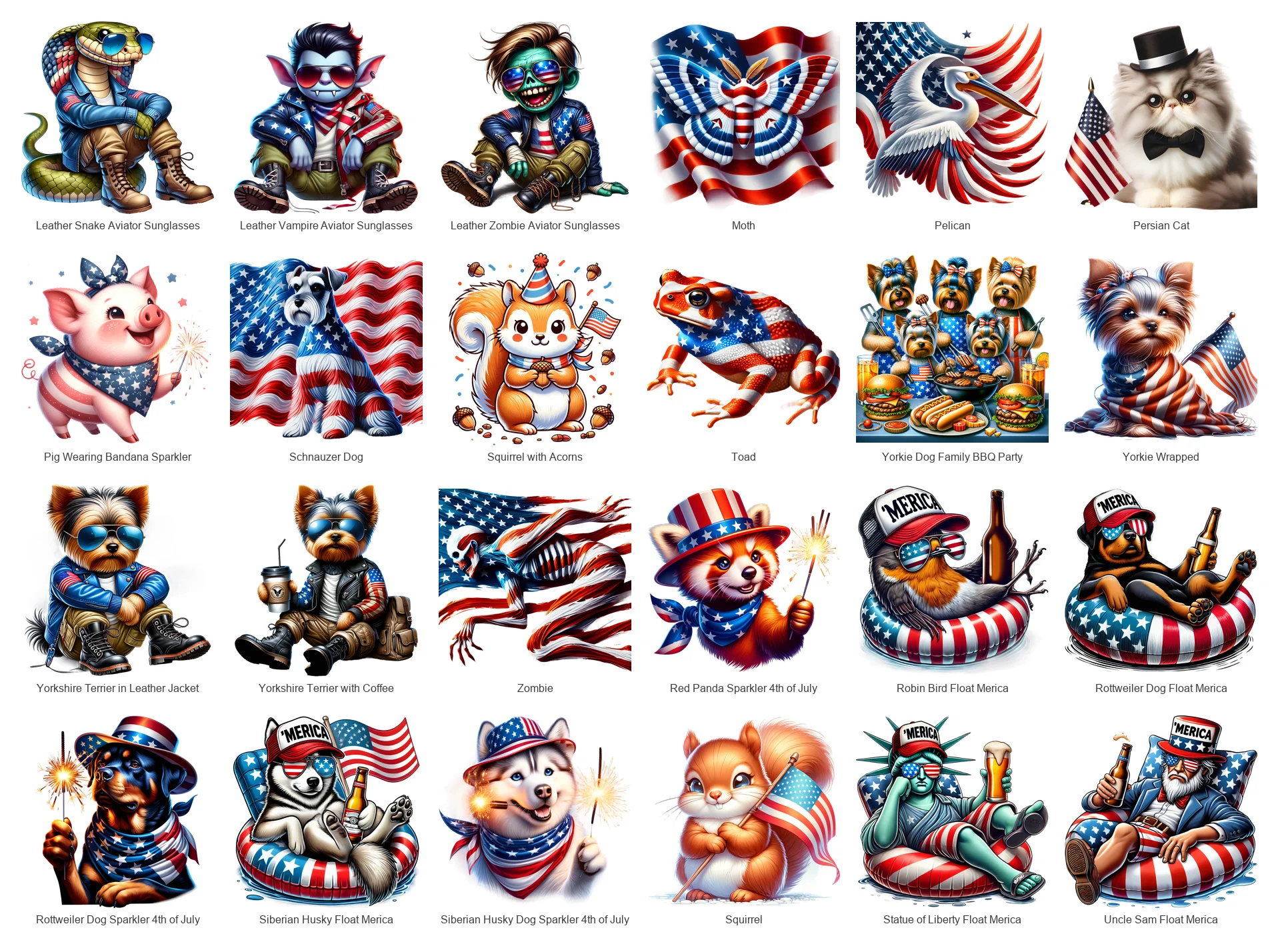 Patriotic 4th of July PNG Bundle Vol 1 | 72 Designs | Commercial Use | Sublimation Clipart product image (4)