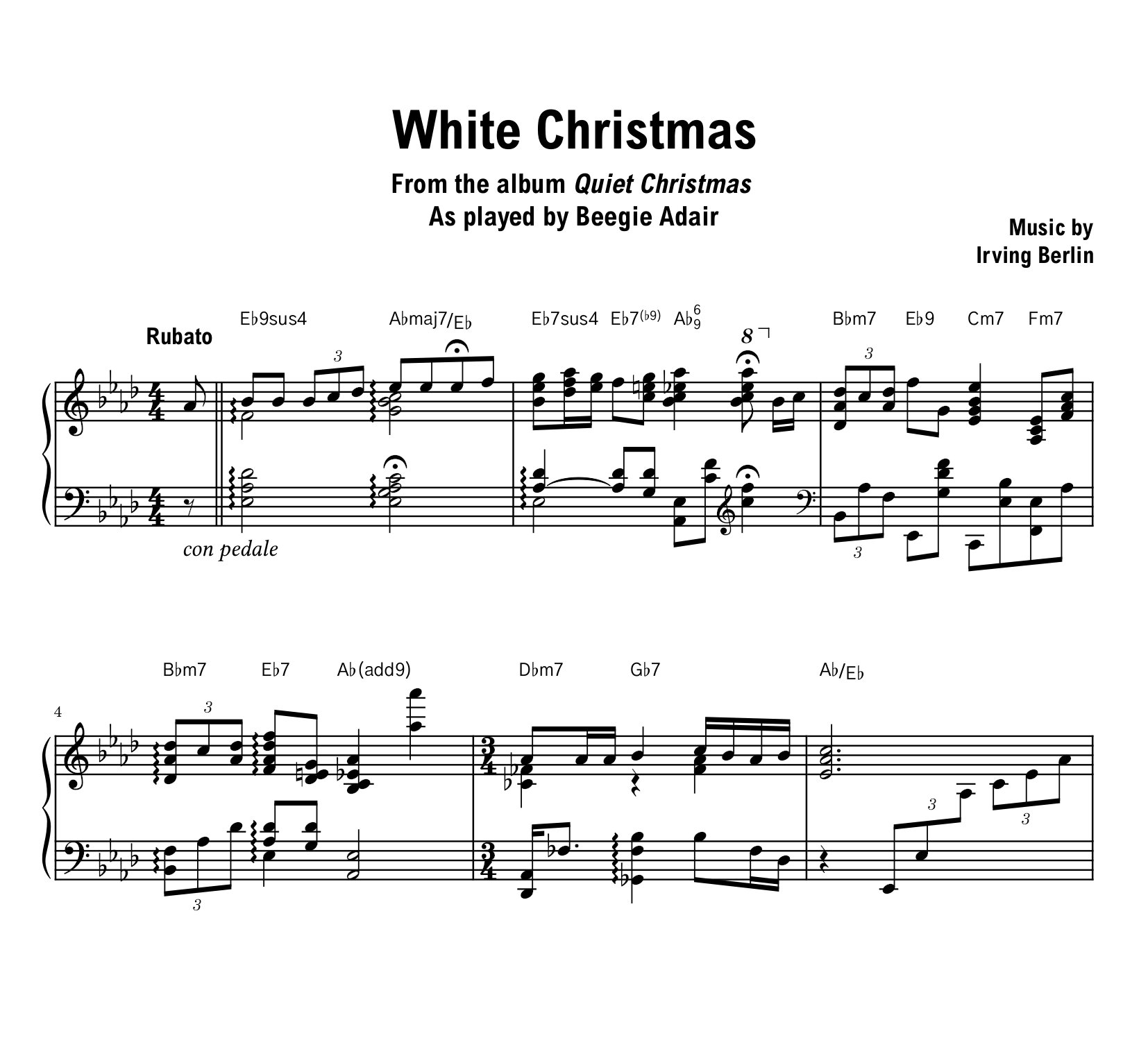 Beegie Adair - White Christmas - Sheet music (PDF) product image (1)