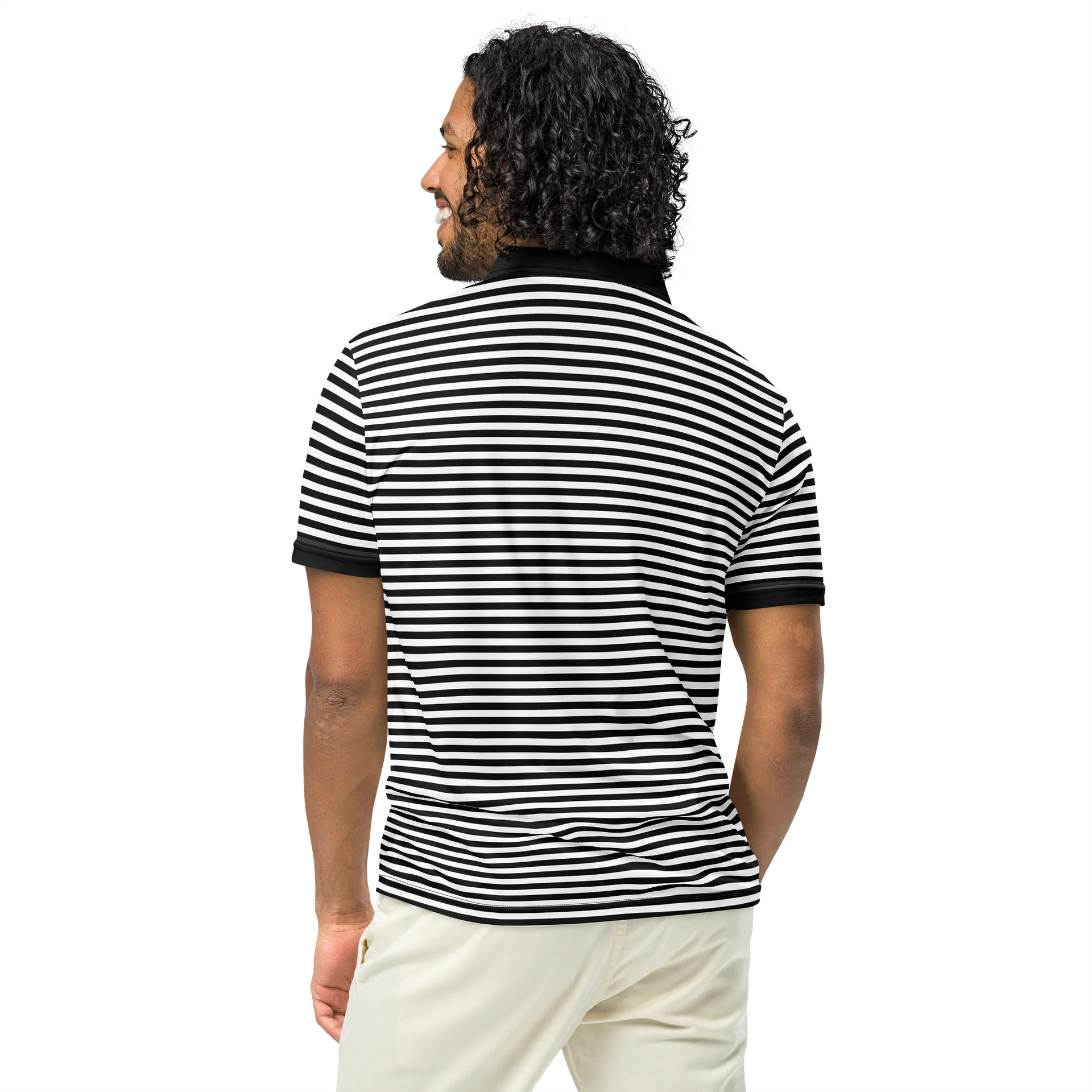White and Blaque Stripped Kat Skull Polo product image (5)