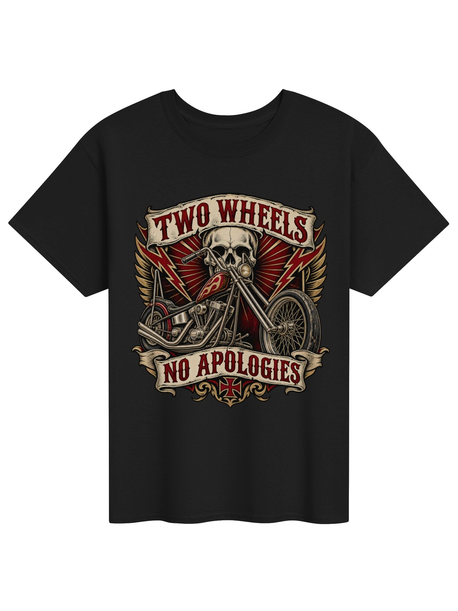 Two Wheels No Apologies Vintage Chopper T-Shirt product image (1)