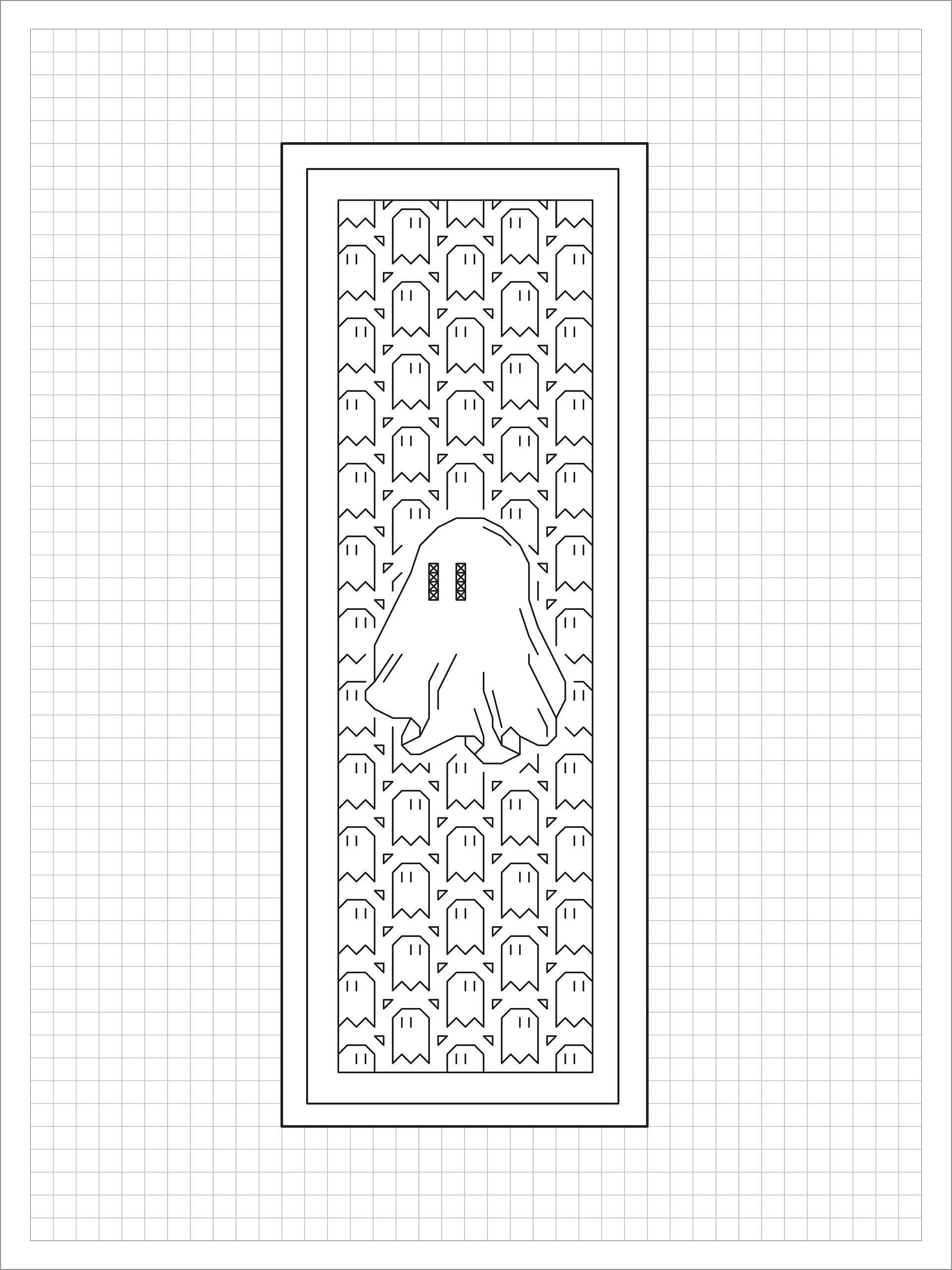 Ghostly Bookmark • Blackwork Cross Stitch Pattern • PDF Digital Download product image (1)