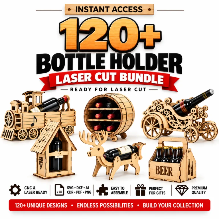 120+ Laser Cut Bottle Holder Bundle | SVG, DXF, AI & CDR Files product image (1)