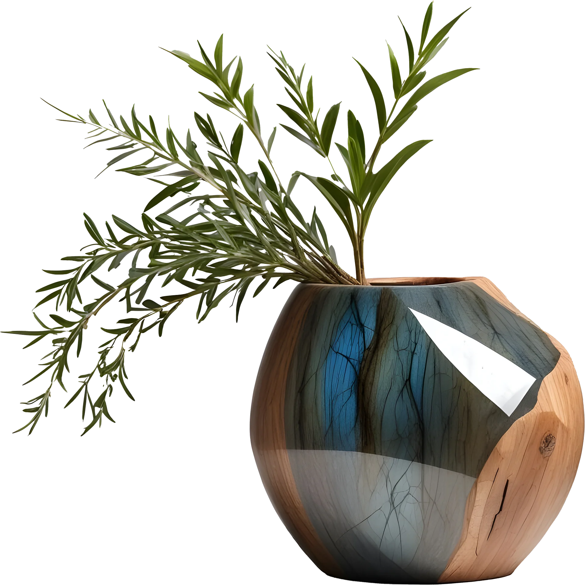 Celestial Grace – Organic Marbled Wooden Vase PNG product image (1)