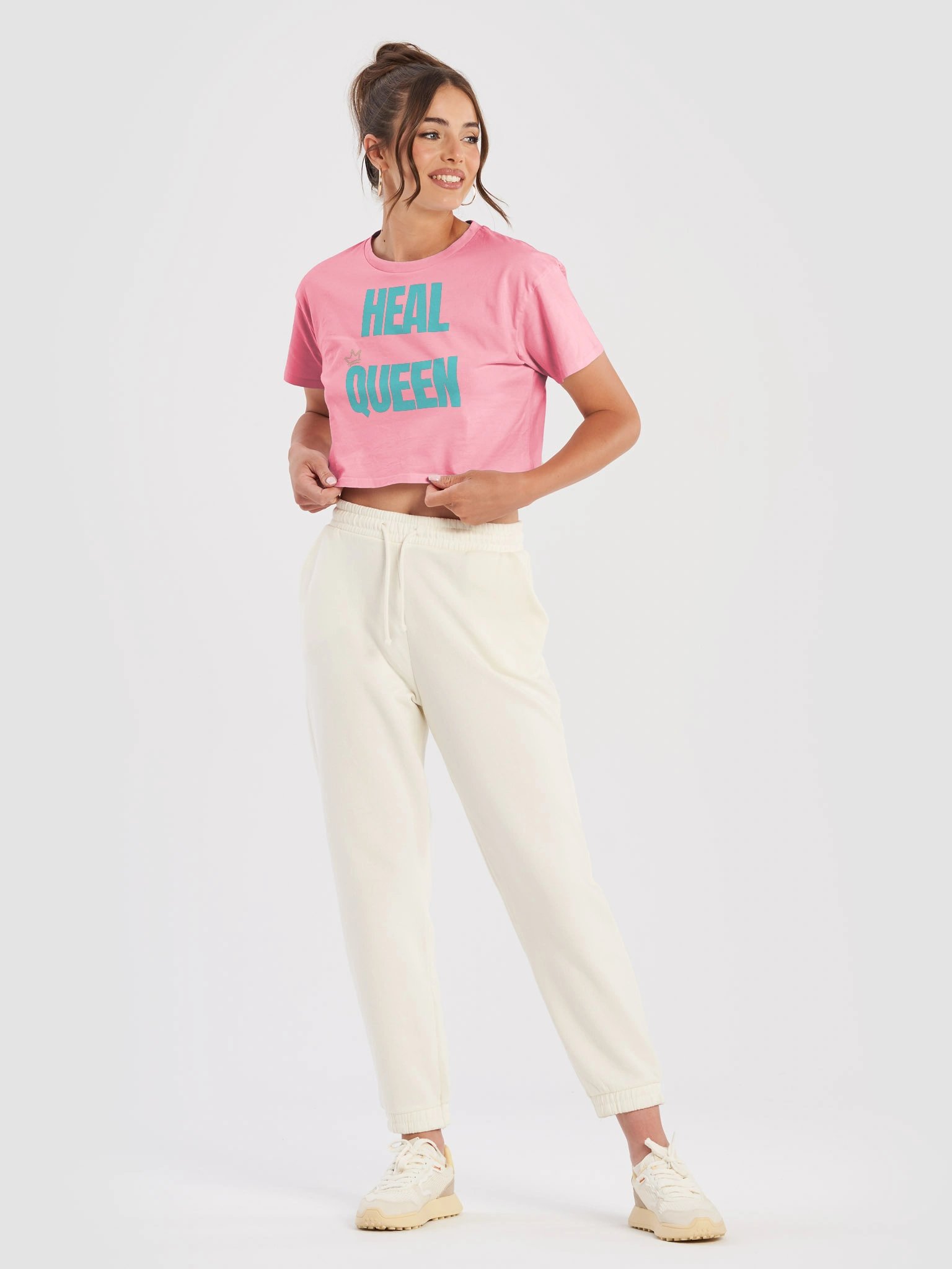 HEAL QUEEN TEAL RETRO WOMEN'S PREMIUM CROP TOP product image (3)