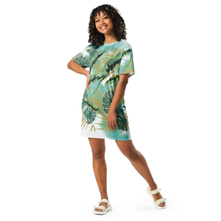 Leafy Paradise Apparel | Botanical Print T-Shirt Dress product image (2)
