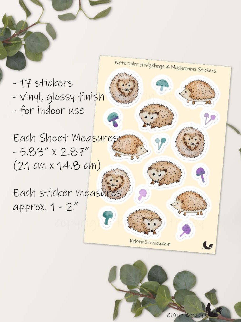 Hedgehogs and Mushrooms Sticker Sheet product image (3)