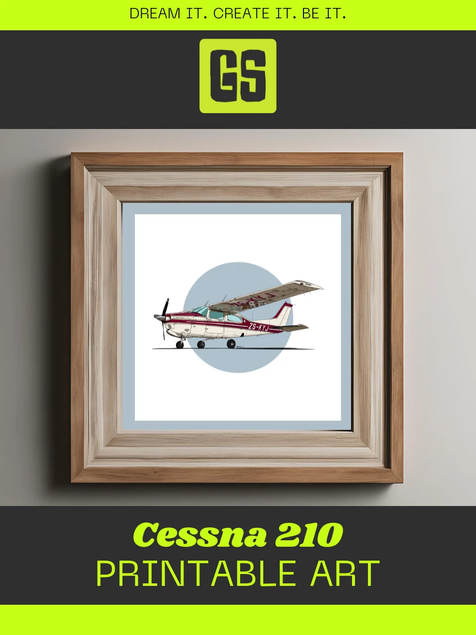 Cessna 210 Centurion ZS-KYJ Digital Printable Aviation Art Square Size Perfect Gift for Pilots & Enthusiasts product image (3)