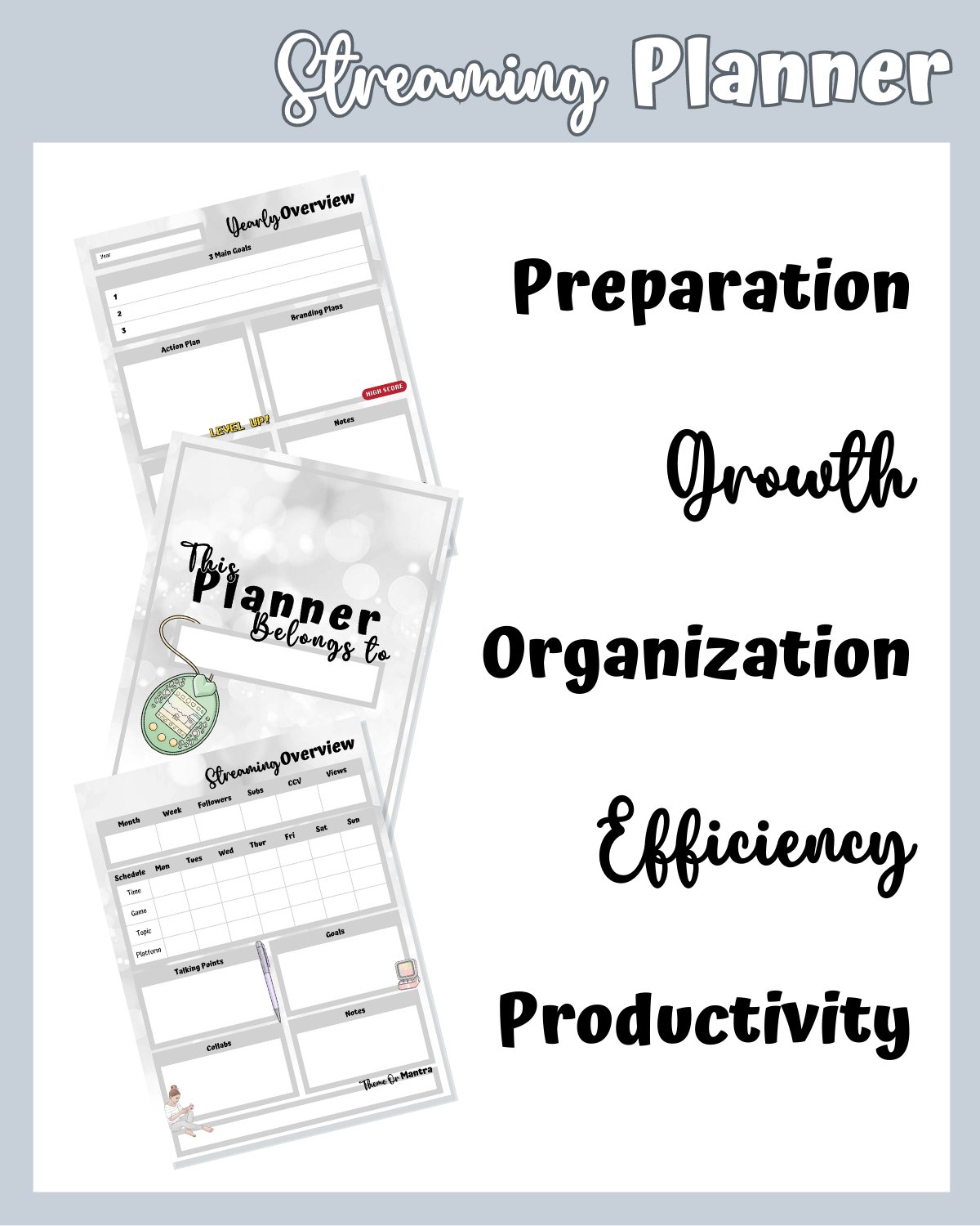 Grey Streaming Planner Printable product image (4)