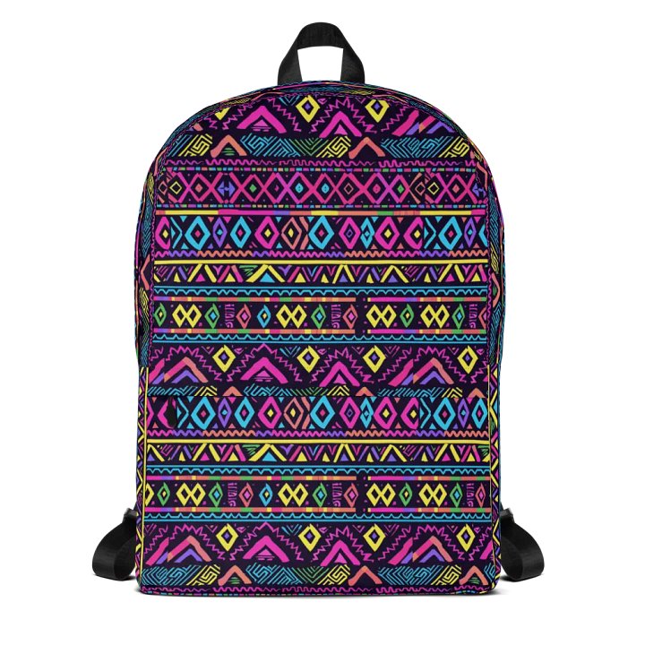 Neon Tribal Geometry Adventure Backpack product image (1)