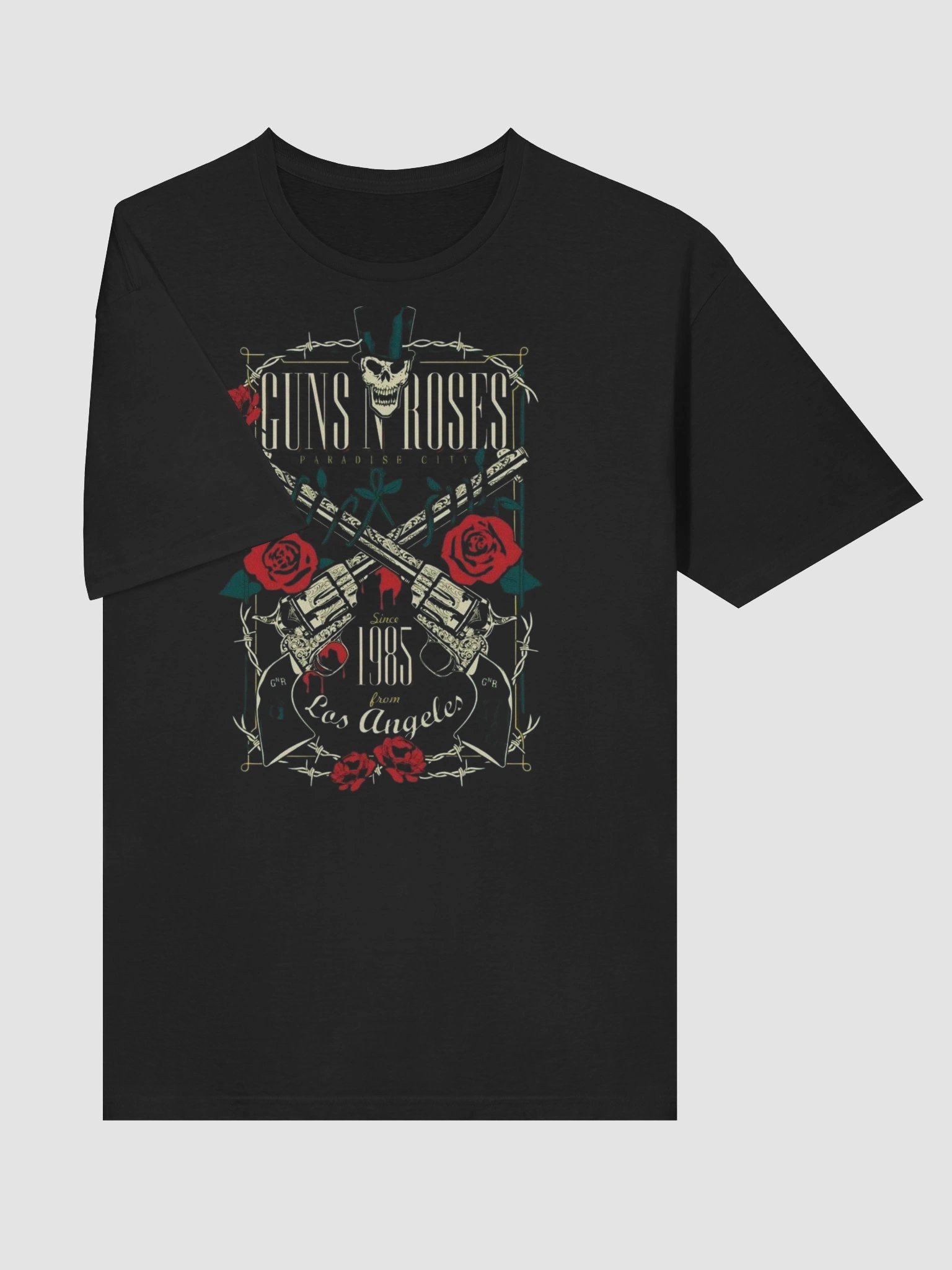 Guns N’ Roses Los Angeles 1985 T-Shirt | Crossed Revolvers & Skull Graphic | Sunset Strip Hard Rock Era product image (3)
