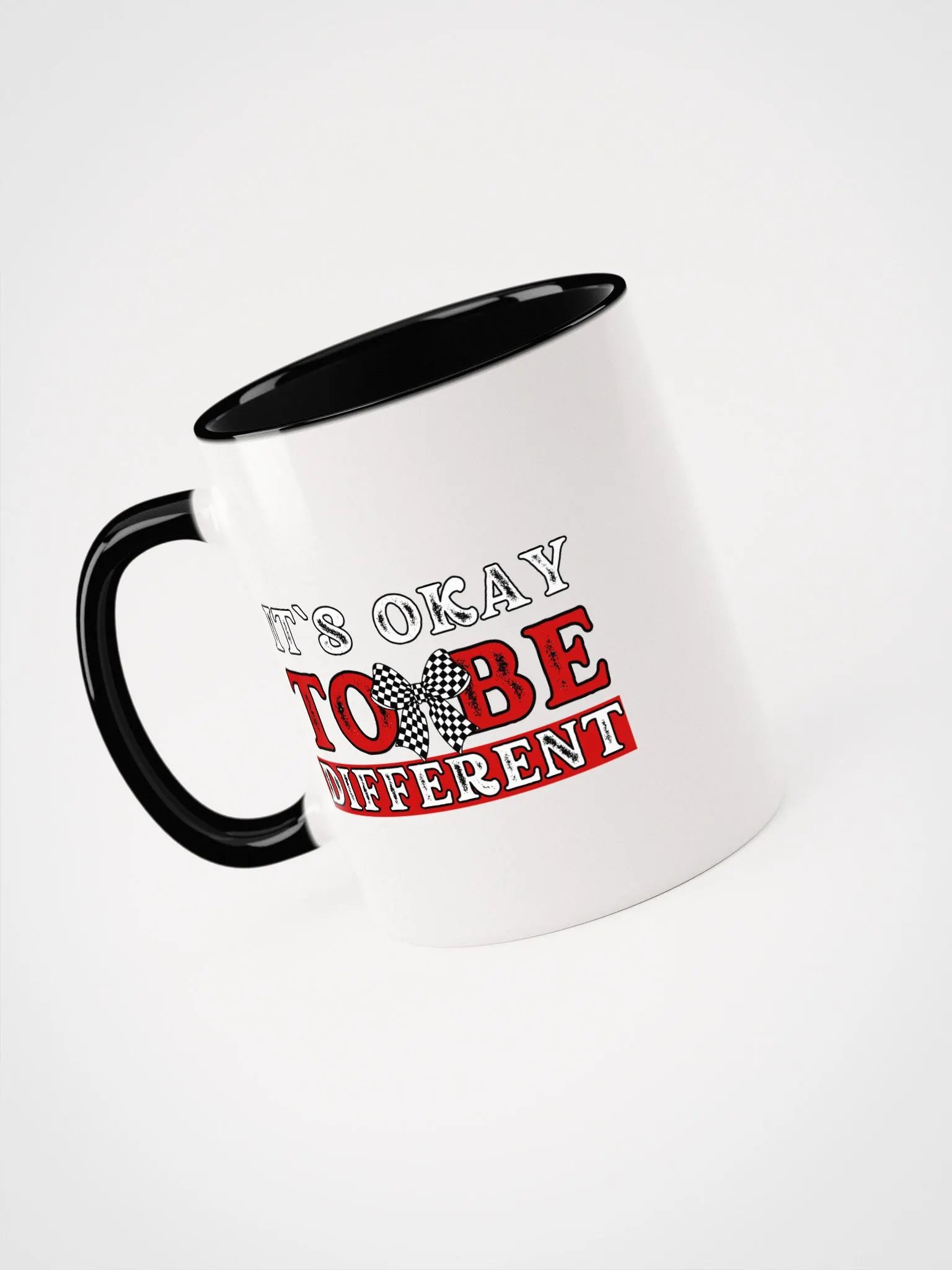 It`s Okay To Be Different, Checkered Bow Ceramic Mug product image (3)