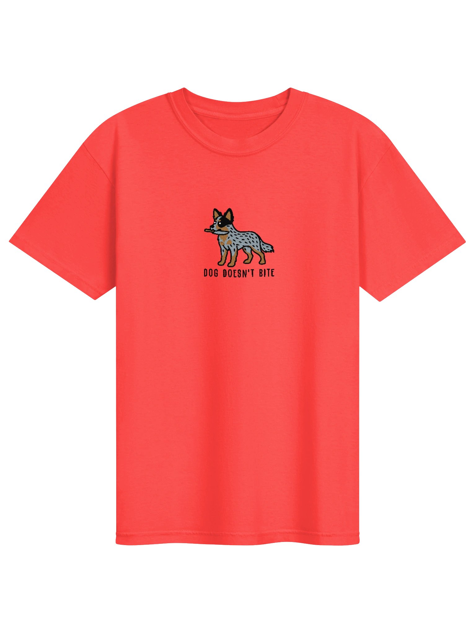 Dog Doesn't Bite Funny Chibi-Style Embroidered T-Shirt for Australian Cattle Dog(Blue Heeler) Owners product image (37)