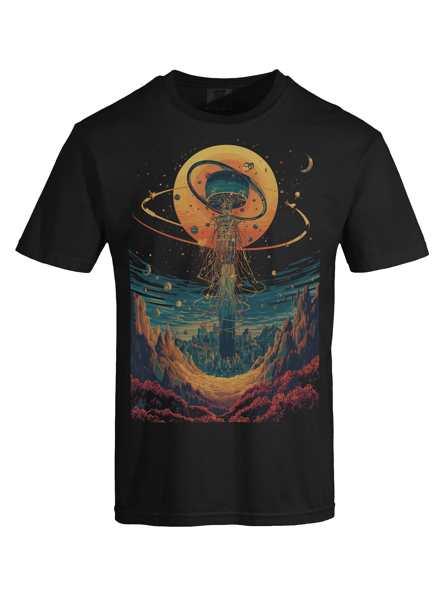 Cosmic Tower Retro-Futurist Heavyweight T-Shirt product image (2)
