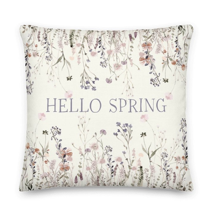 HELLO SPRING & Wildflowers Pillow in three sizes - Premium Pillow - Frühlingskissen mit Blumendruck product image (1)