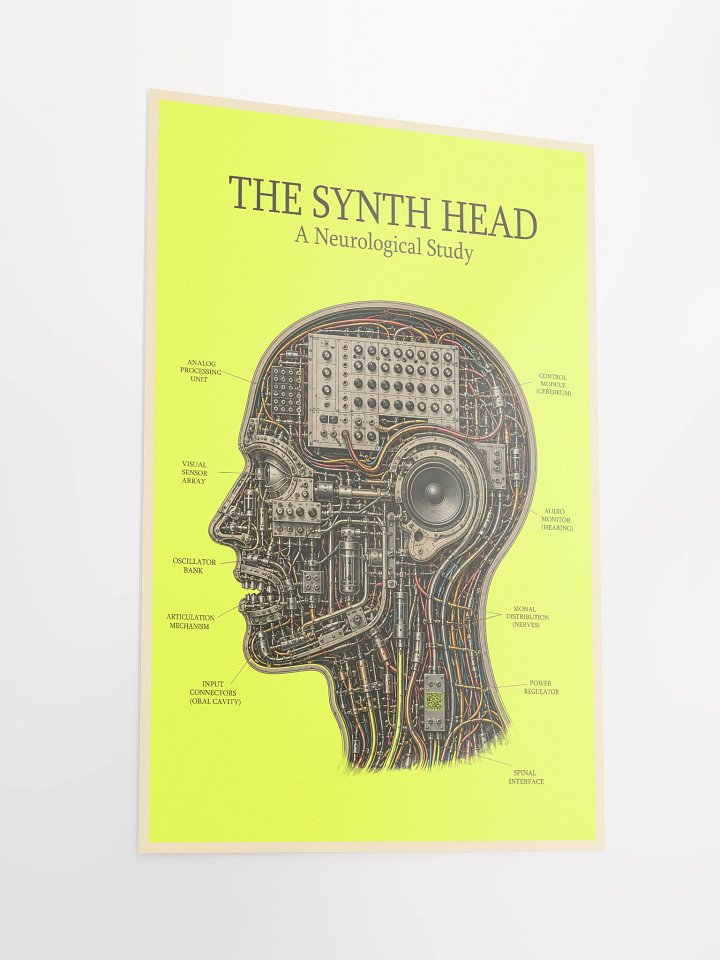 THE SYNTH HEAD (A NEUROLOGICAL STUDY), by Frank Fonik, Techno EDM Matte Paper Poster product image (1)