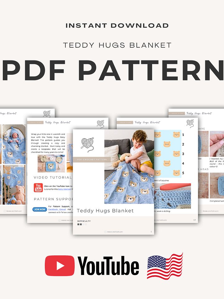 Teddy Hugs Blanket Crochet Pattern product image (2)