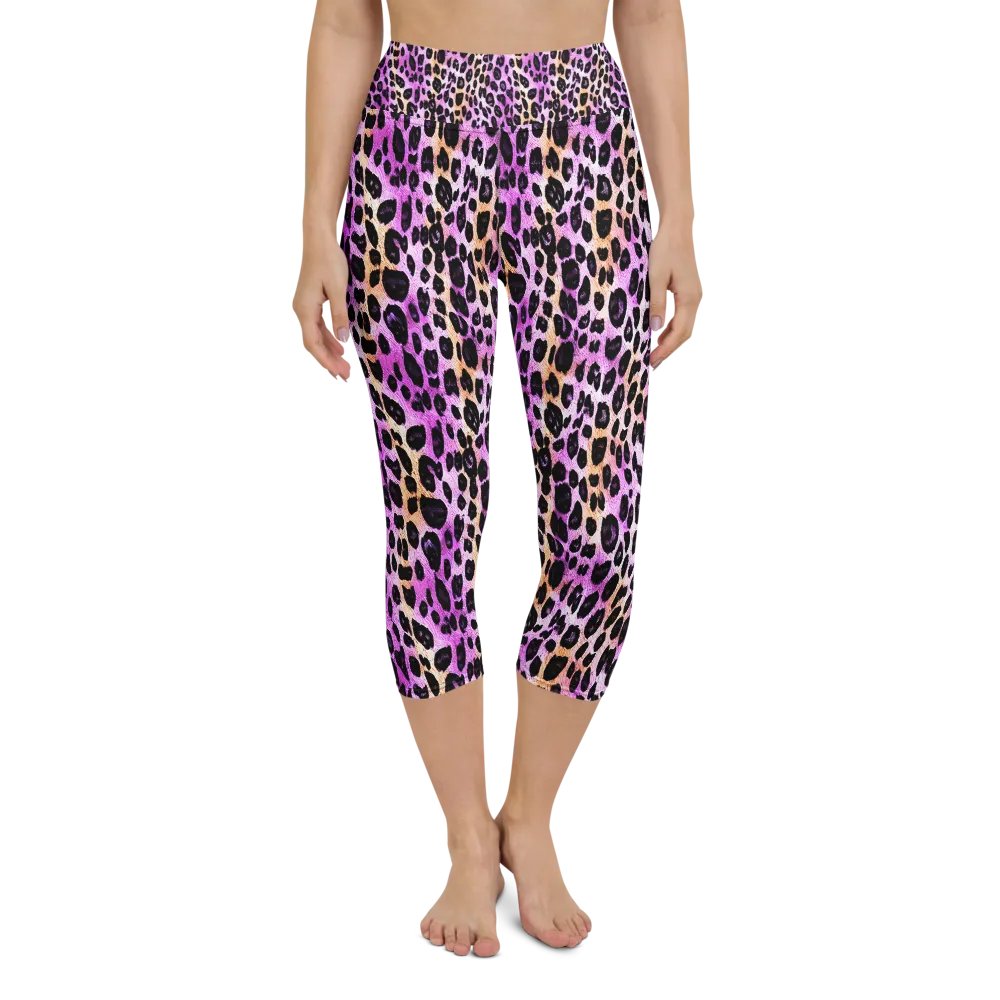 Purple Beige Leopard Capri Leggings product image (4)