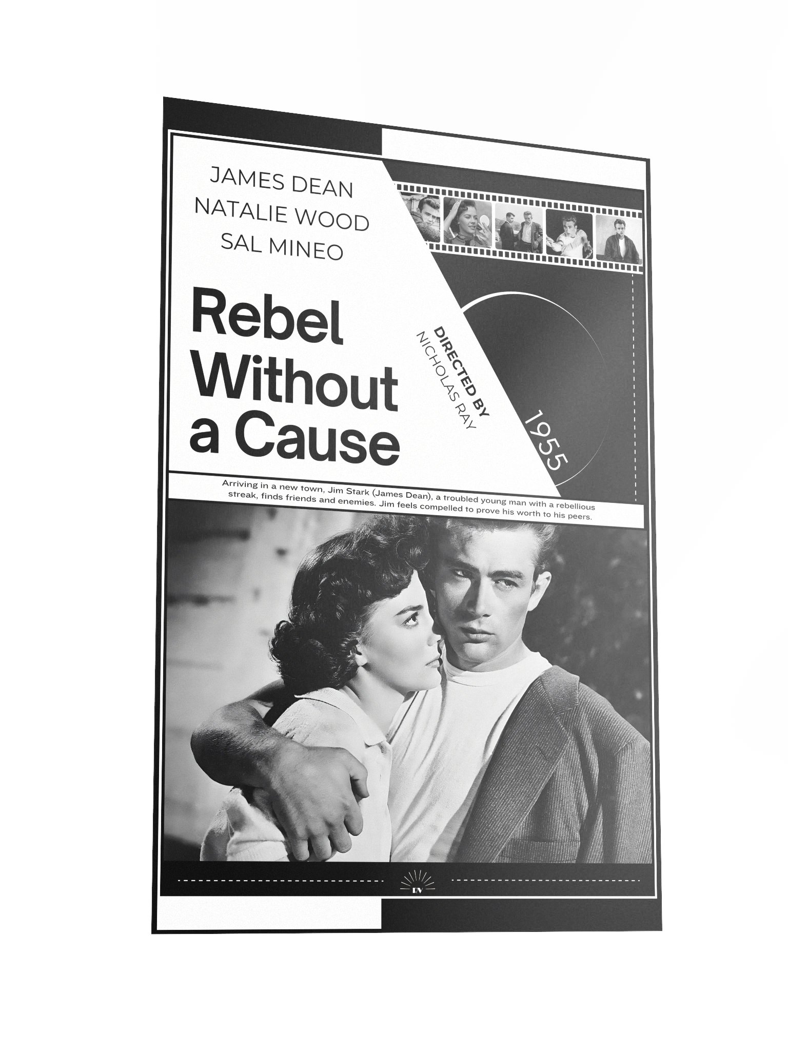 Rebel Without a Cause with James Dean and Natalie Wood 1955 | Movie Poster | 12x18 Wall Art product image (2)