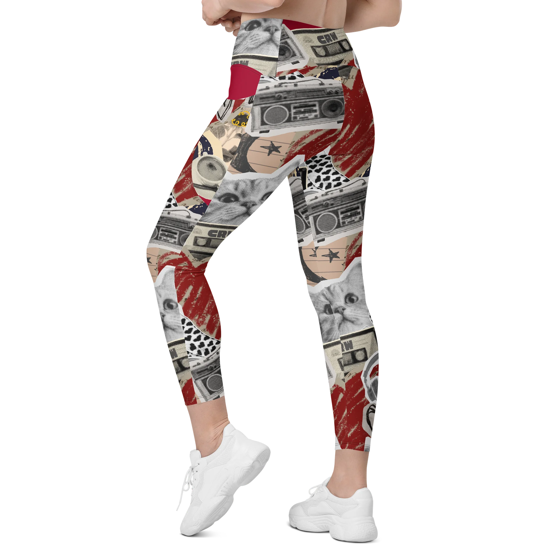 Favorite Things Nostalgic Collage Yoga Pants with Cat product image (6)