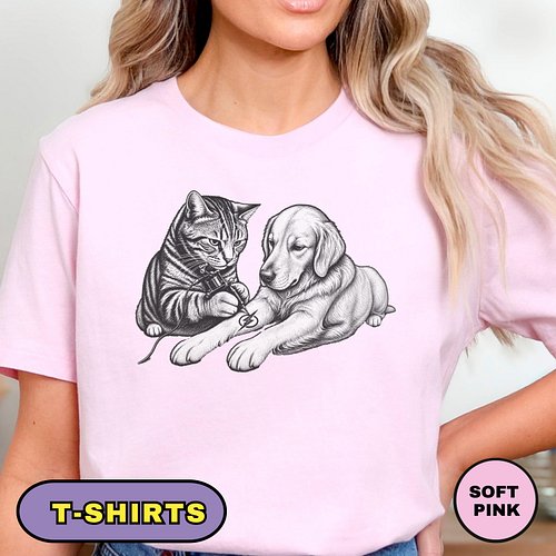 This funny cat tattooing dog design is perfect for tattoo lovers, cat and dog parents, pet enthusiasts, and anyone who apprec...