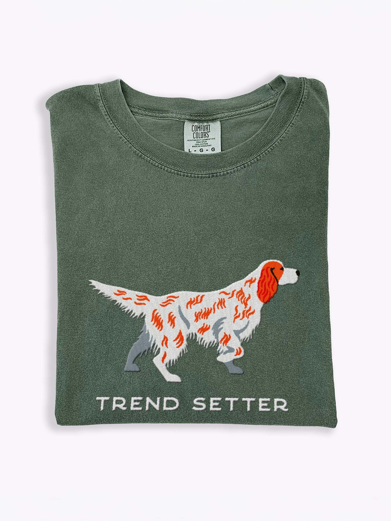 Trend Setter T-Shirt(Embroidered) of an English Setter(Orange Belton) product image (1)