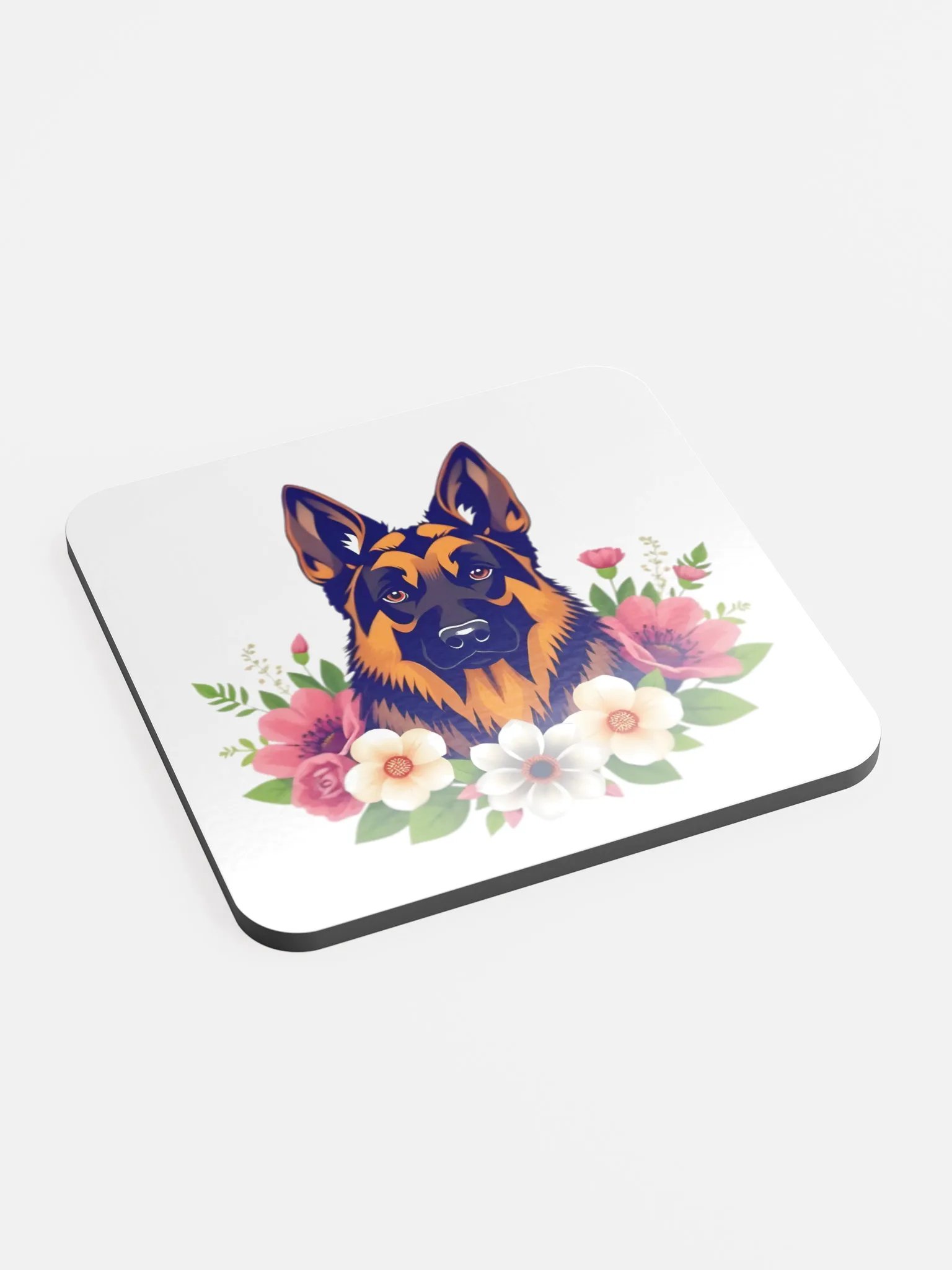 Floral German Shepherd Cork Coaster product image (2)