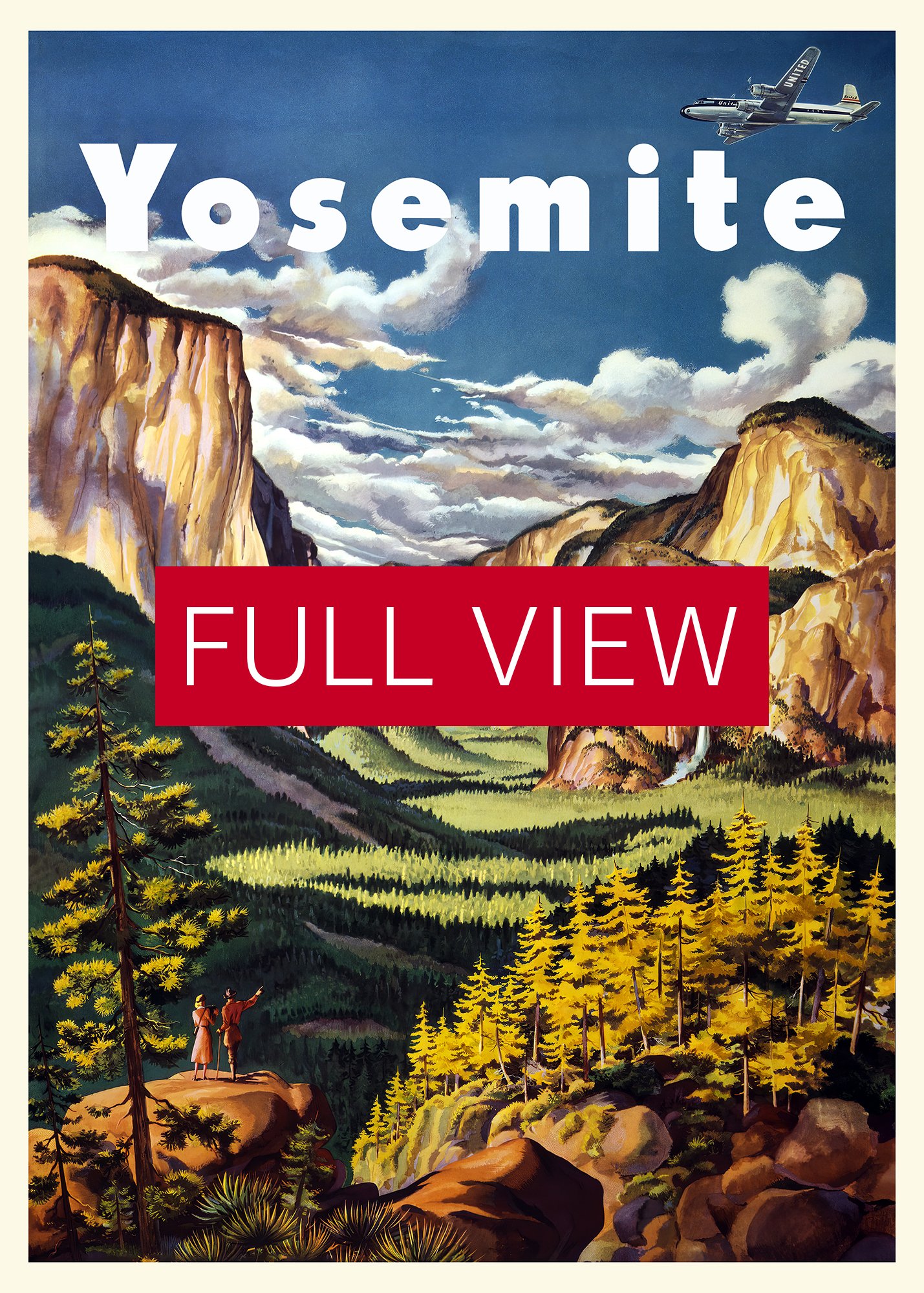 Yosemite, USA. United Air Lines, 1945 — retro vintage travel poster, retro travel art, retro travel wall art product image (3)
