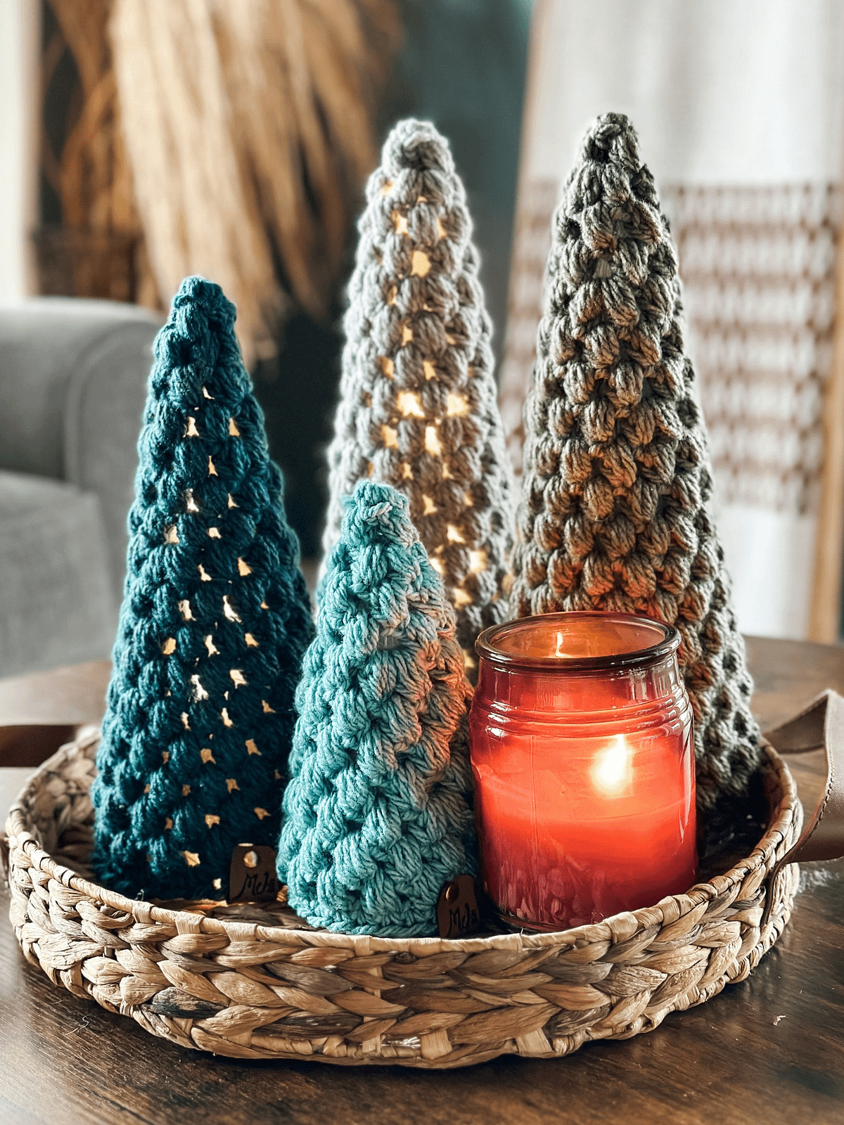 Festive Puff Stitch Trees Crochet Pattern | MJ's Off The Hook Designs