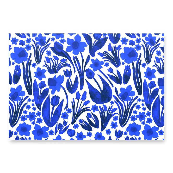 Spring Garden Wrapping Paper Sheets | Royal Blue on White | Coastal Floral Gift Wrap | Monique Faella Designs™ product image (2)