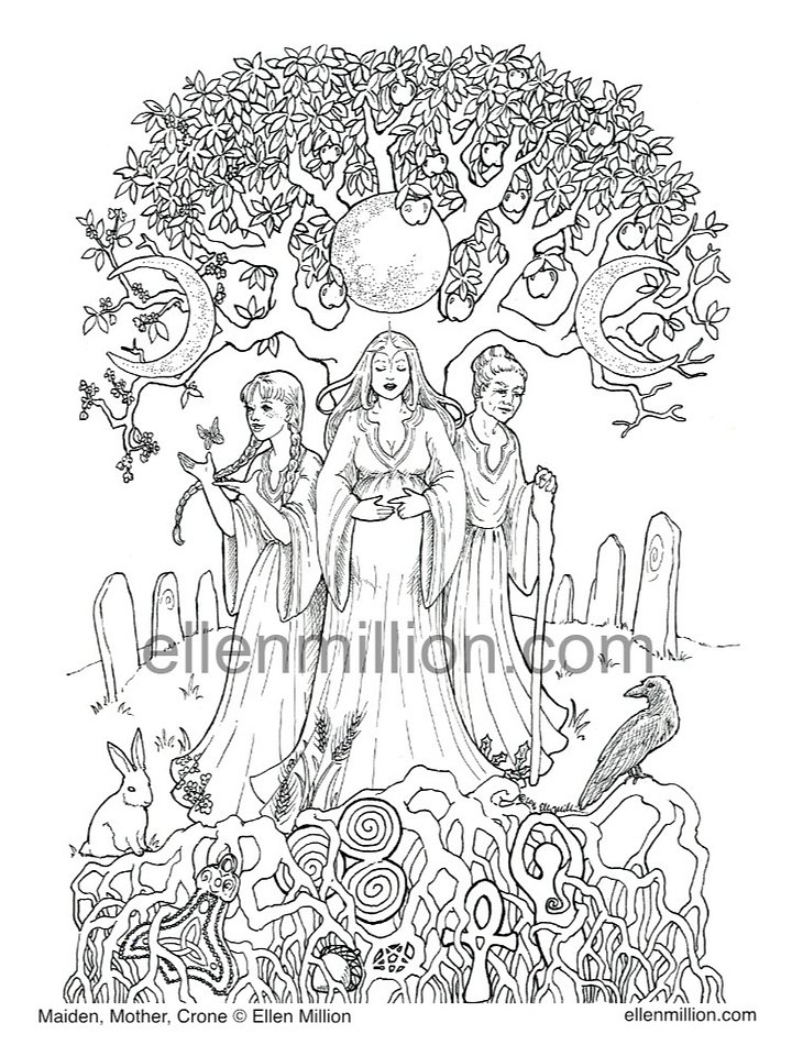 Maiden, Mother, Crone - Digital Coloring Page product image (1)