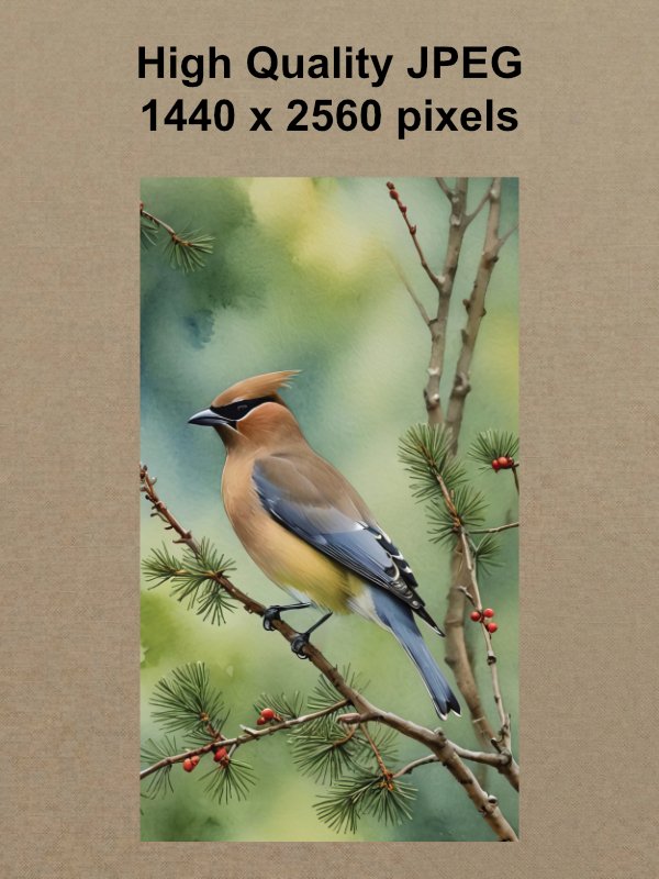 Cedar Waxwing Phone Wallpaper product image (2)